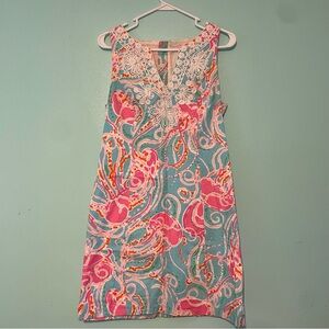 Lilly Pulitzer Pink and Blue Swirl Midi Dress
